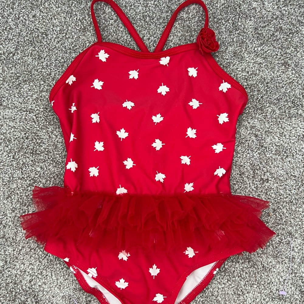 GEORGE GIRLS RED POLKA DOT WIRELESS ONE PIECE SWIMSUIT